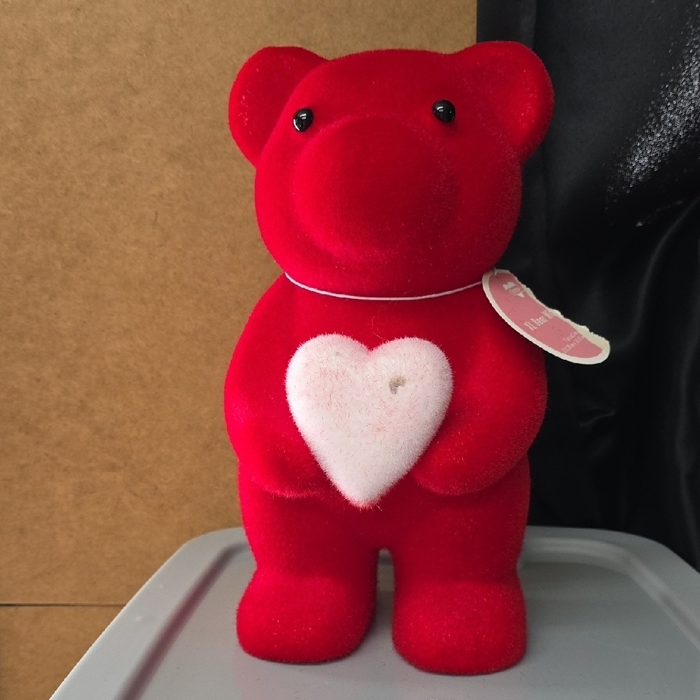 J38) Red Teddy Bear with Heart - Home Party Decoration